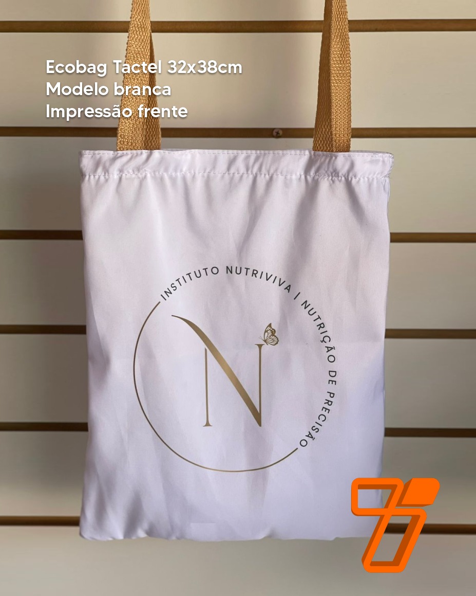 Ecobag branca alça de cor 32x38cm